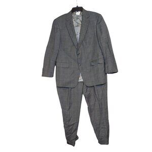 Hart Schaffner Marx 42S Gray Plaid 2-Piece Suit Wool Blend Classic Fit Mens Blaz